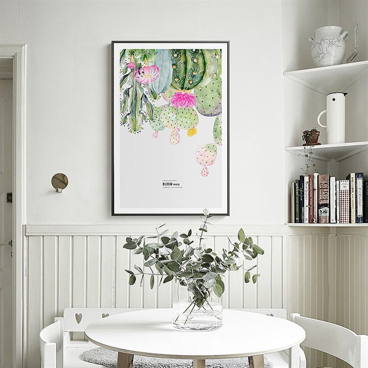 Plakat med nordisk kaktusblomst i potte – lerretbilde