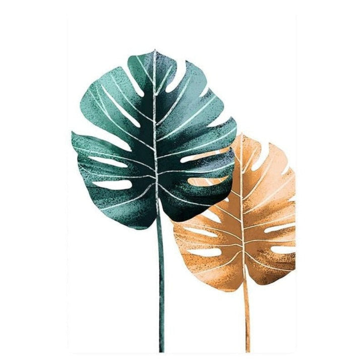 Moderne tropiske planter bladtrykk plakat - lerret veggkunst maleri