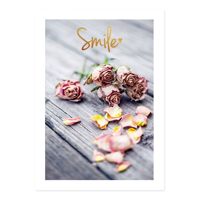 Romantiske blomster, smil, latter, kjærlighetssitat - lerretbilde