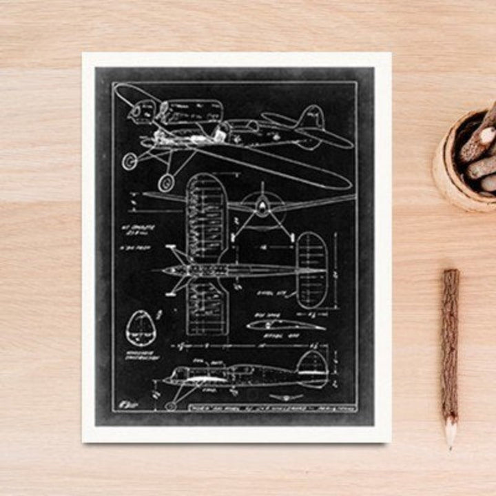 Designskisse av et vintage jagerfly – lerretsbilde