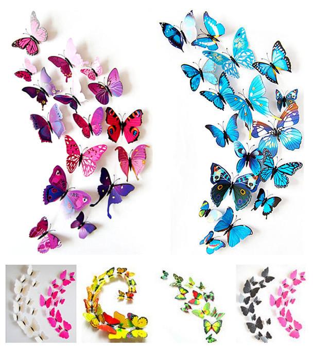 Butterfly 3D Veggklistremerker - 12 Stykker | Skanto