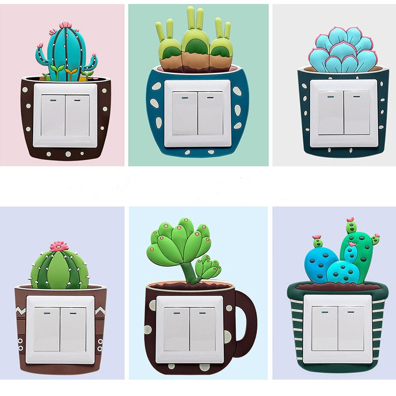 Luminous Cactus Socket Cover Sticker | Skanto