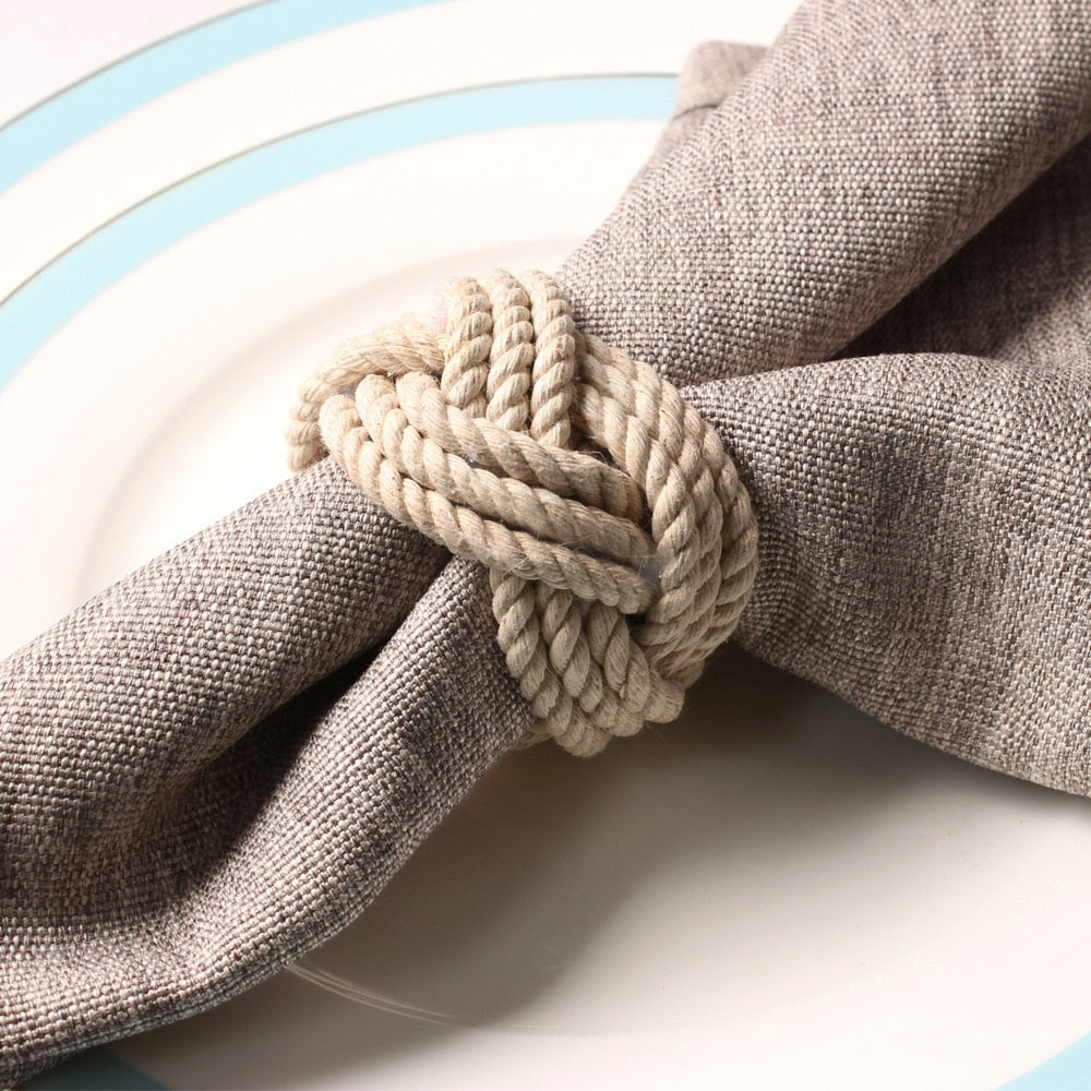 Skanto | Flettet Jute Serviett Ring - Sett med 10