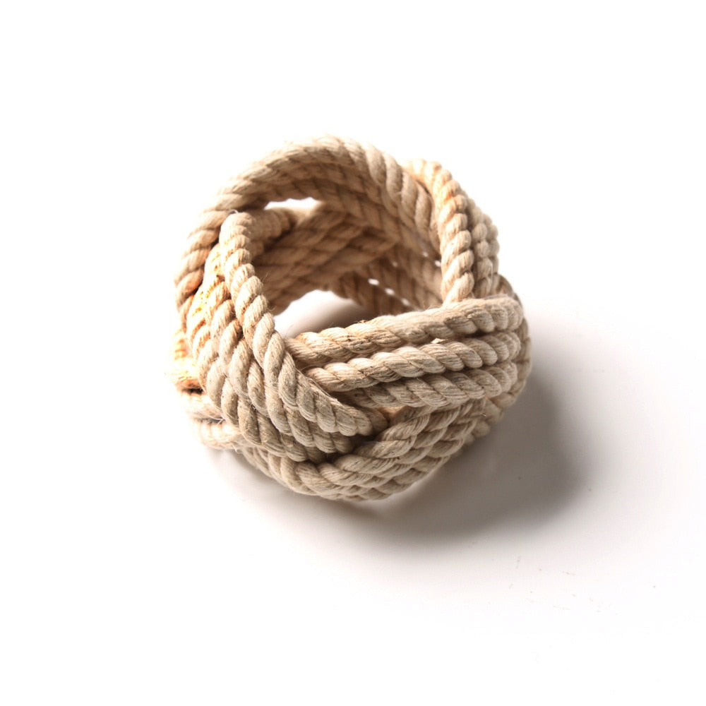 Flettet jute serviettring - Sett med 10
