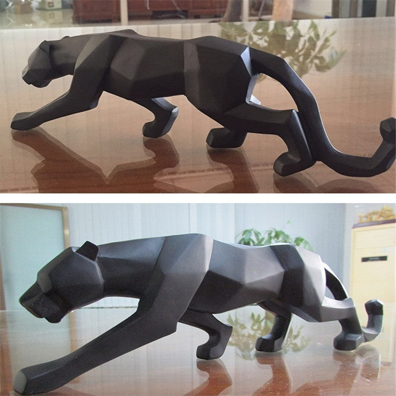 Moderne Harpiks Geometrisk Svart Panther Skulptur | Skanto