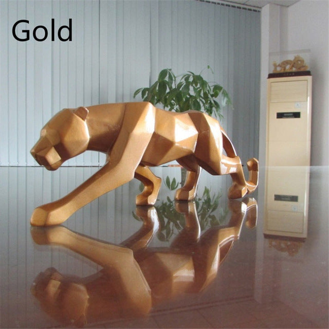 Skanto | Moderne Harpiks Geometrisk Svart Panther Skulptur