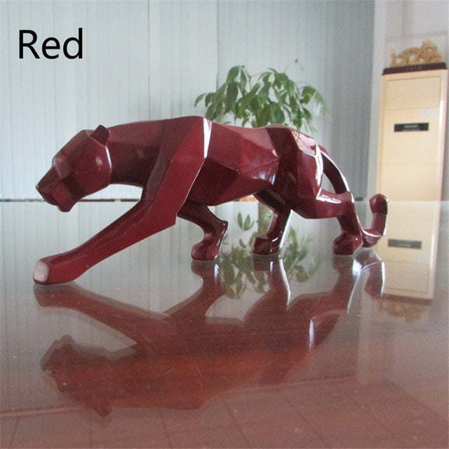 Moderne Harpiks Geometrisk Svart Panther Skulptur | Skanto