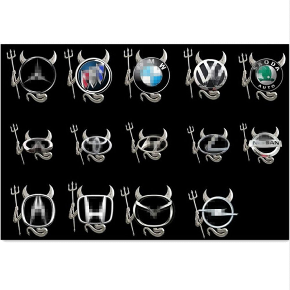 Skanto | 3D Morsom Lite Djevel Demon Horn Sticker for Biler