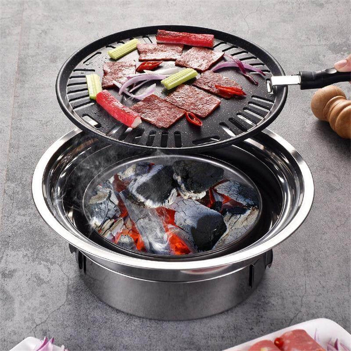 Bærbar Koreansk Stil Rustfritt Stål Kull Campinggrill | Skanto