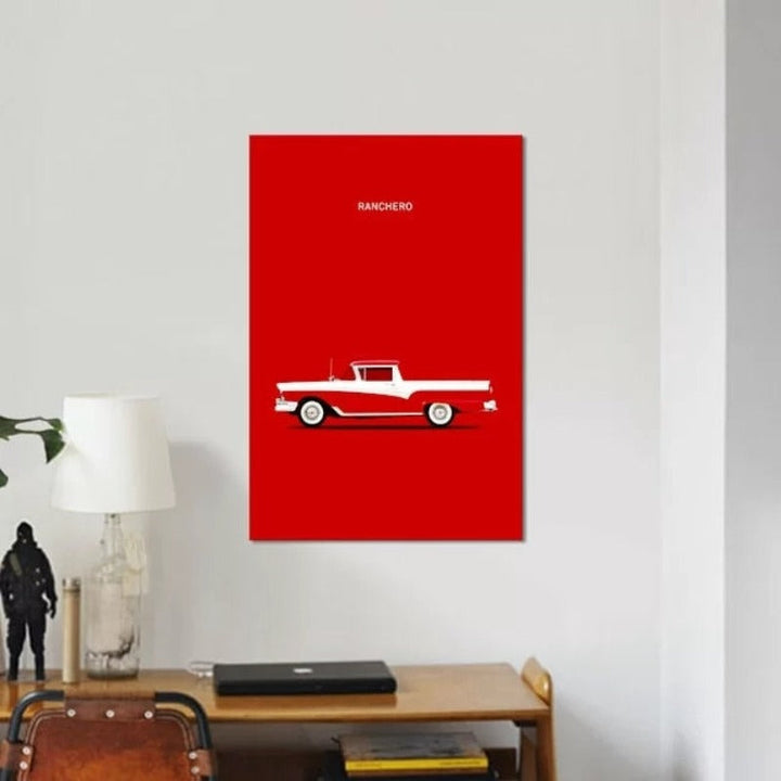 Rød Ford Ranchero – Lerretsbilde