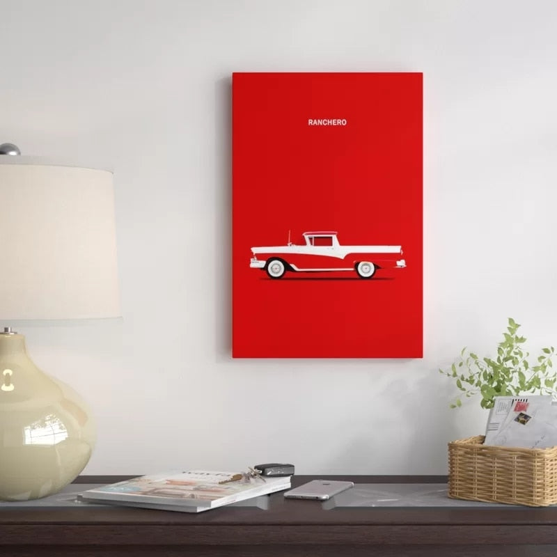 Rød Ford Ranchero – Lerretsbilde
