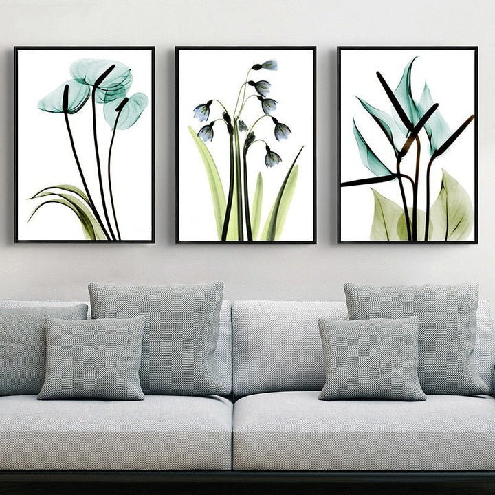 Svart Omrammede Blomster - Lerret Veggkunst Maleri | Skanto
