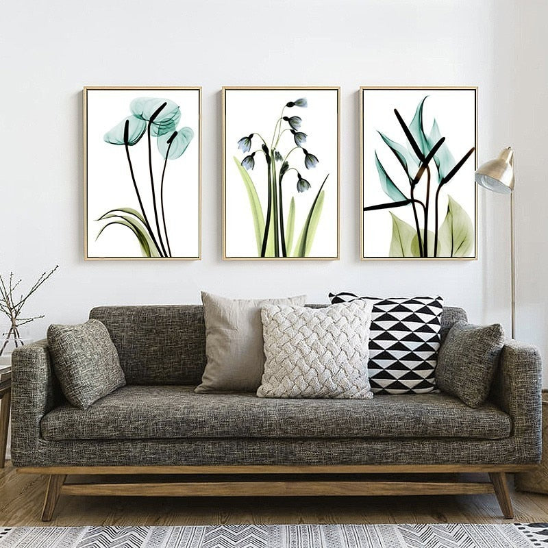 Svart Omrammede Blomster - Lerret Veggkunst Maleri | Skanto