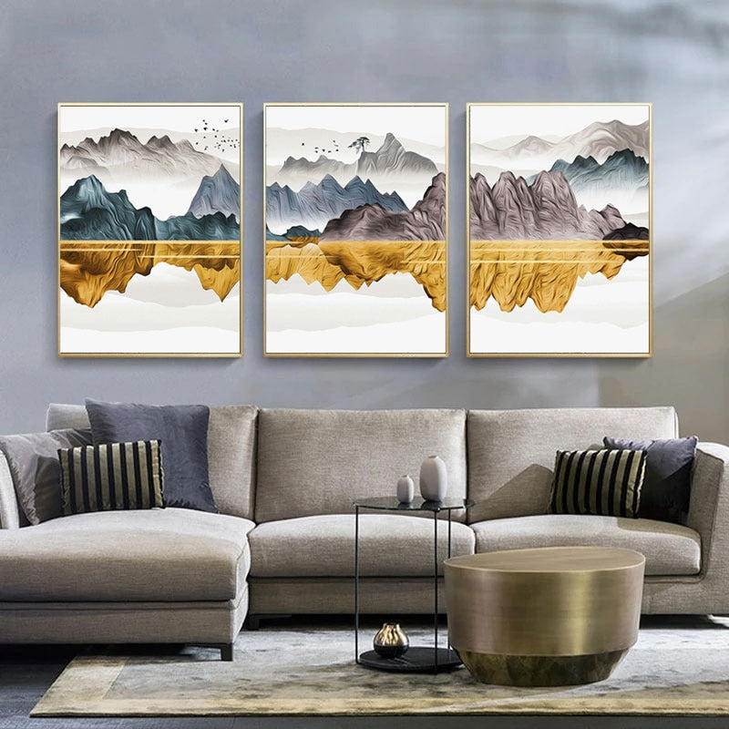 Flying Bird Landscapes - Lerret Veggkunst Maleri