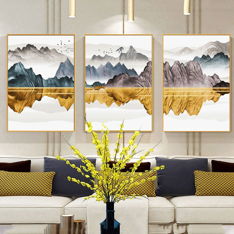 Flying Bird Landscapes - Lerret Veggkunst Maleri