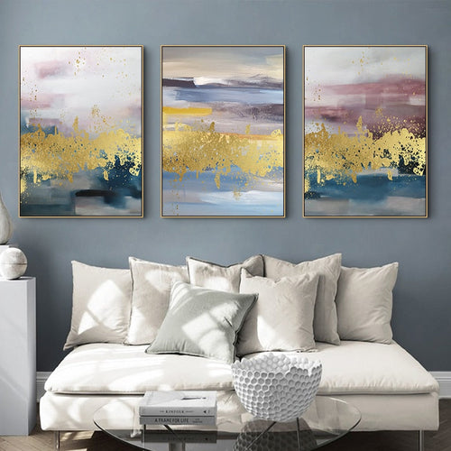 Abstract Golden Landscape - Lærred Veggkunst Maleri | Skanto