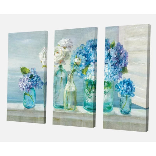 Blå blomster hjemme - lerret veggkunst maleri | Skanto