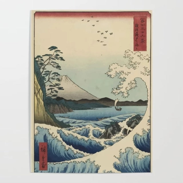 Kanagawa-bølger - Lerret Veggkunst Maleri
