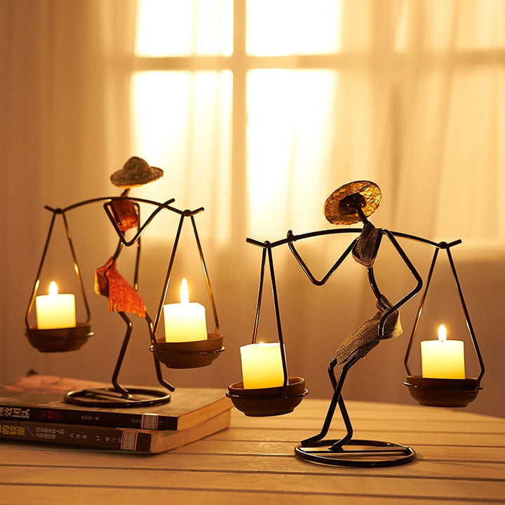 Nordic Abstract Character Metal Candle Holder | Skanto