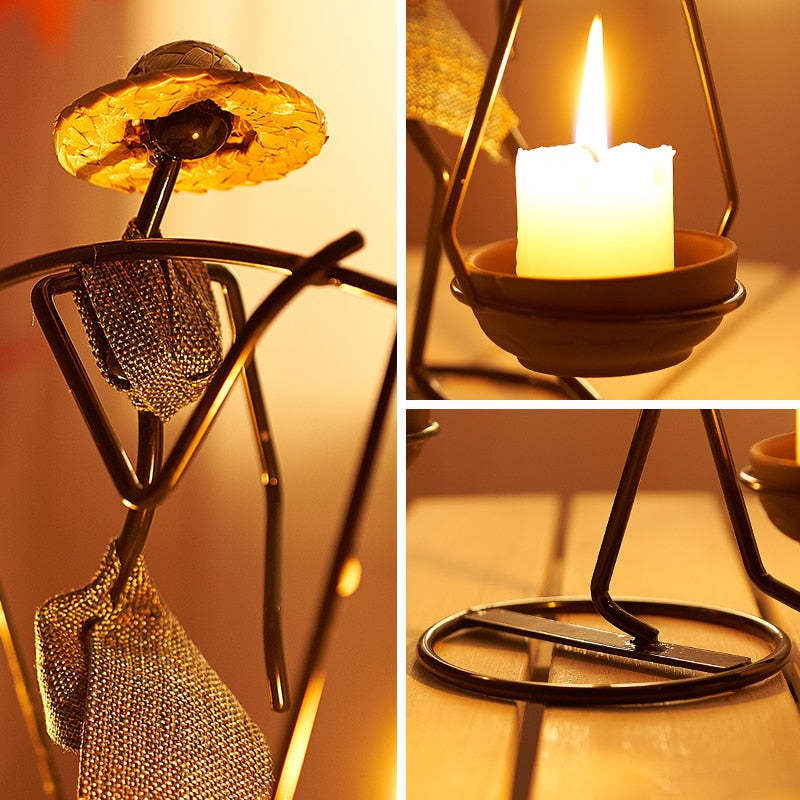 Nordic Abstract Character Metal Candle Holder | Skanto