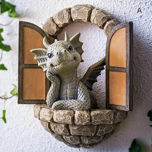 Vakker bakgård drageveggskulptur | Skanto