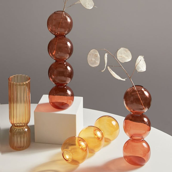 Moderne Glass Lysestake-Brun | Skanto