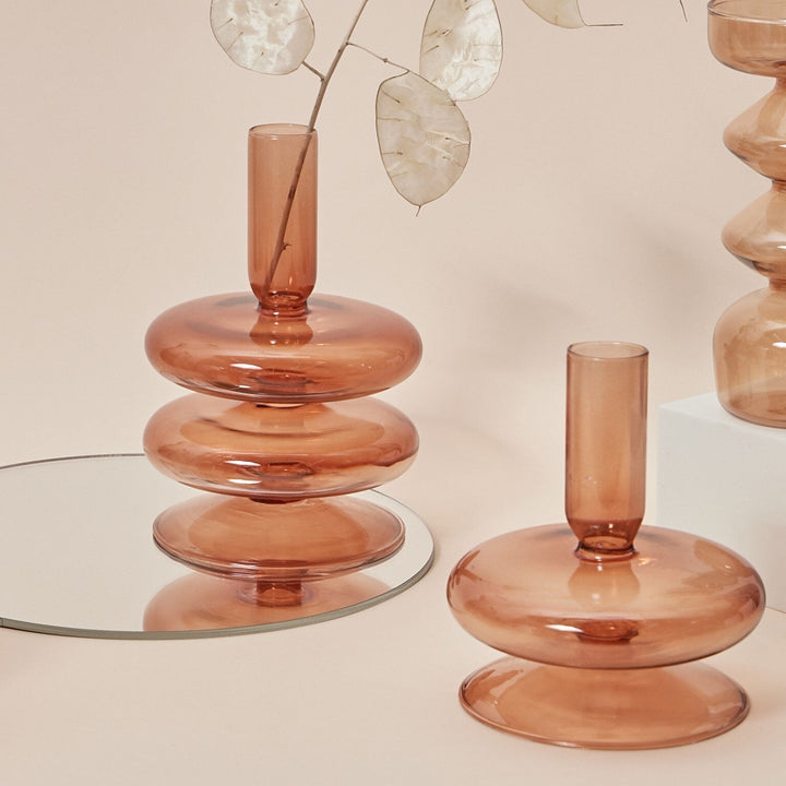 Moderne Glass Lysestake-Brun | Skanto