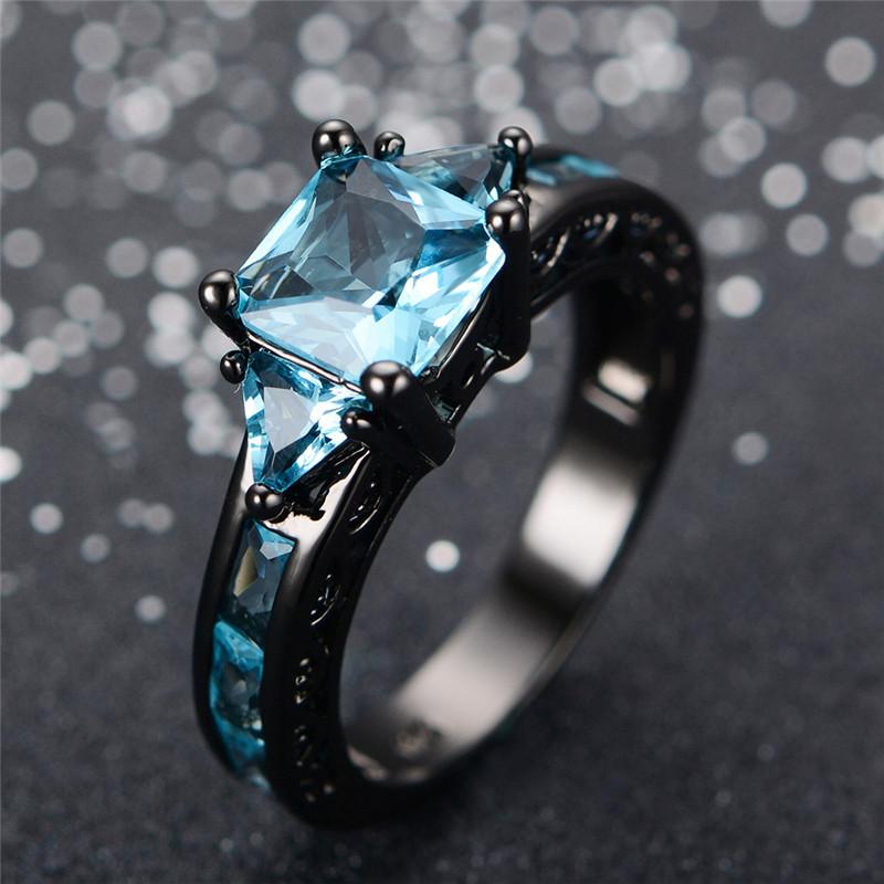 Aquamarine Edelsteinsring - 10kt Svart Gull Belagt | Skanto