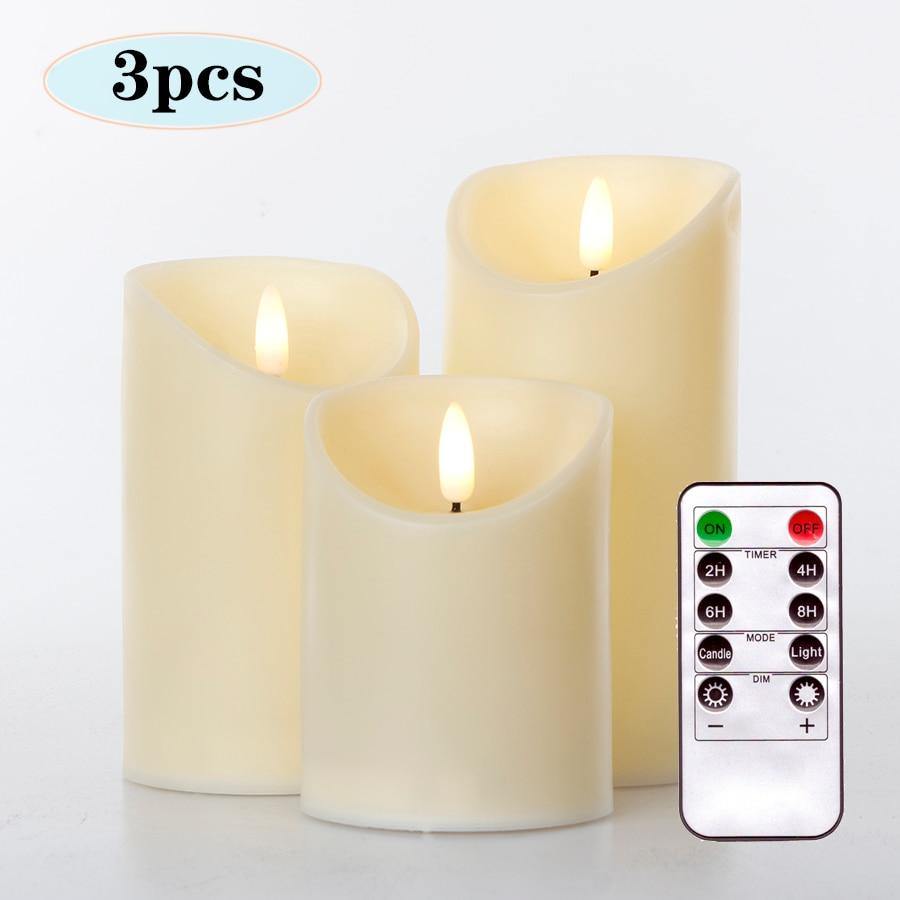 3stk Fjernkontrollert LED Flammefri Stearinlys | Skanto