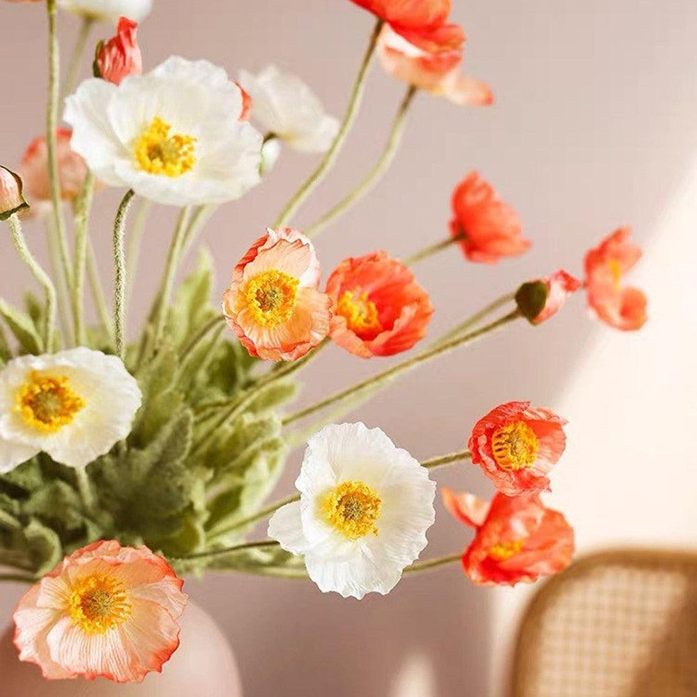 Skanto | BloomCharm Kunstig Blomsterdekor | Realistiske Valmuer | Ulike Farger & Størrelser