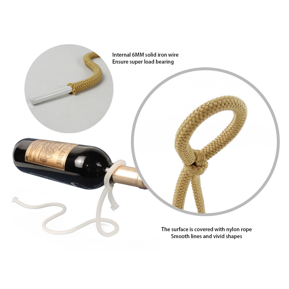 Skanto | RopeElegance Hengende Tau Vin Rack | Stilig Vinlagring | Unik Design for Hjemmet
