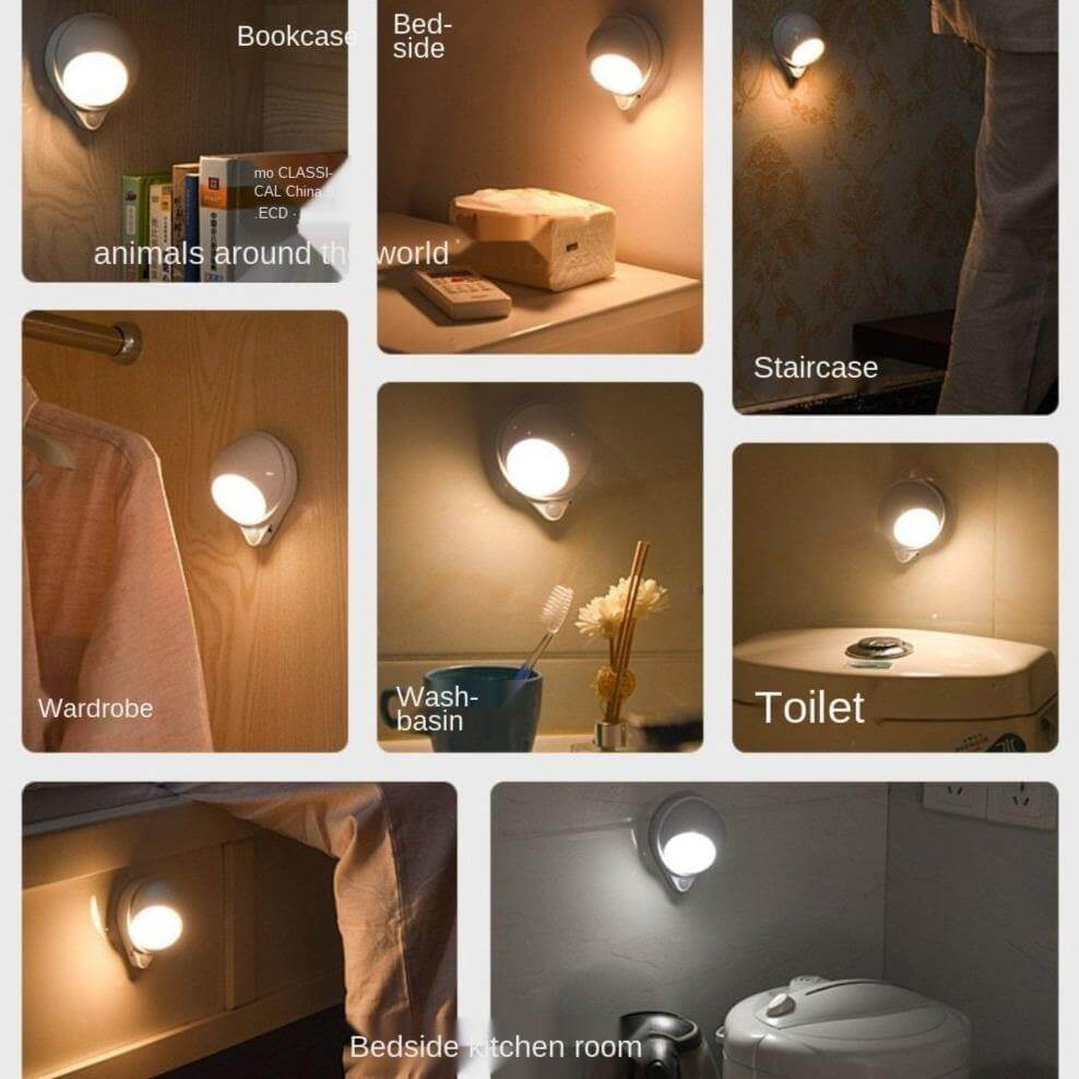 360 Grad Roterende Vanndråpe Kroppssensor Oppladbar Lampe | Skanto