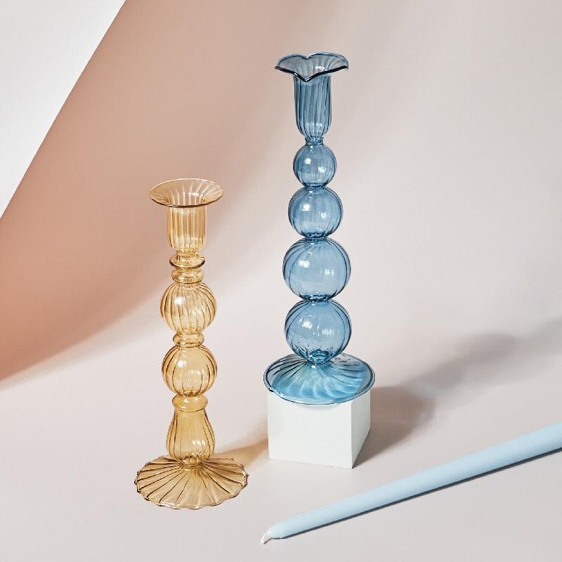 Skanto | GlowCharm Pastel Glass Candle Holder | decorative candle holders | elegant table decor