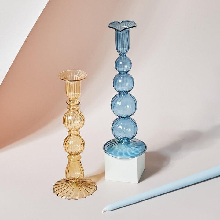 Skanto | GlowCharm Pastel Glass Candle Holder | decorative candle holders | elegant table decor