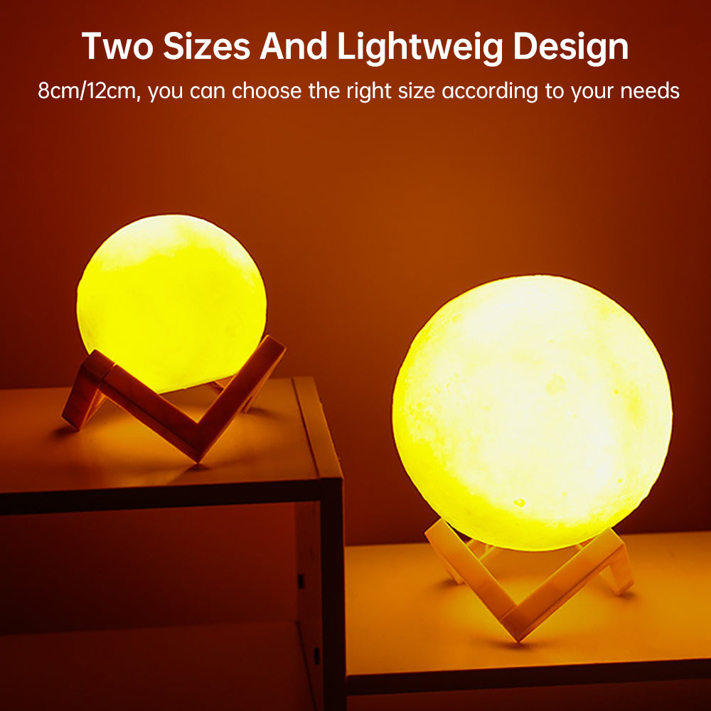 3D Light Touch Switch Oppladbar Måne Nattlampe | Skanto