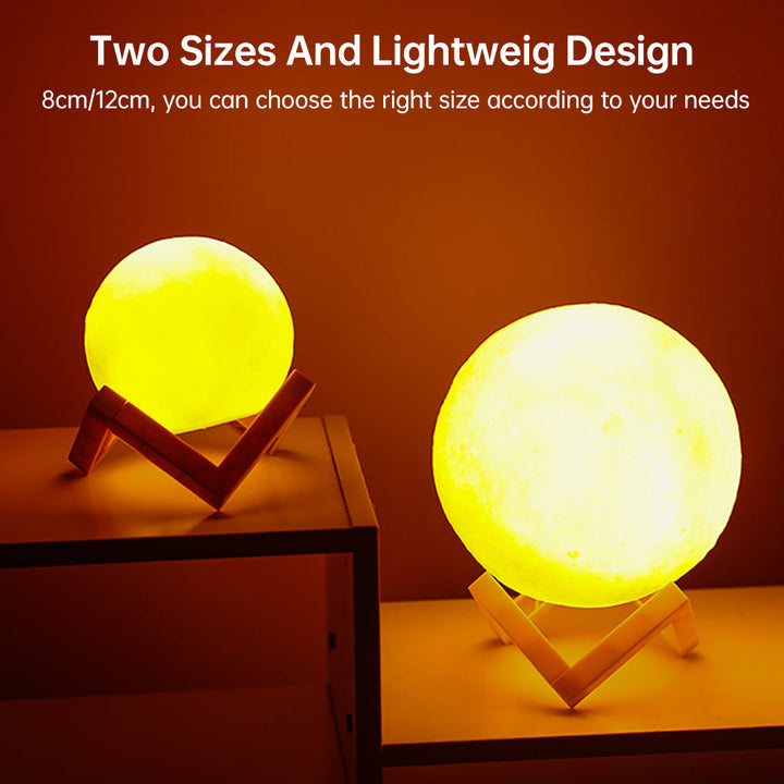 3D Light Touch Switch Oppladbar Måne Nattlampe | Skanto