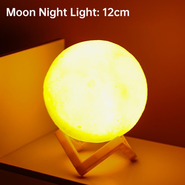 3D Light Touch Switch Oppladbar Måne Nattlampe | Skanto