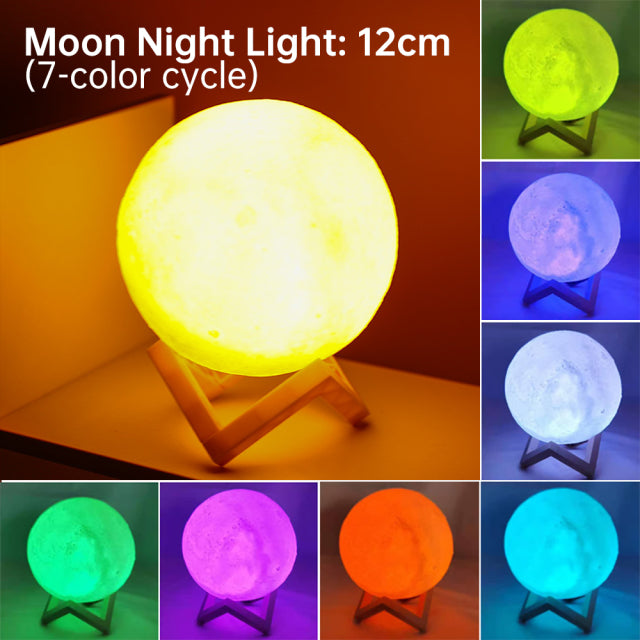 3D Light Touch Switch Oppladbar Måne Nattlampe | Skanto