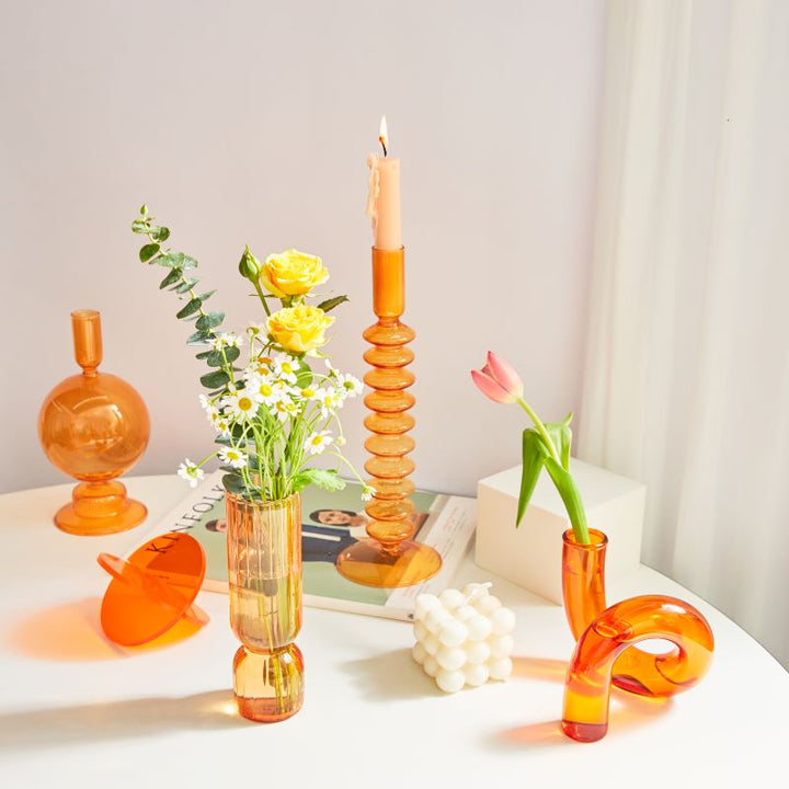 Moderne Glass Kandelaber-Orange | Skanto