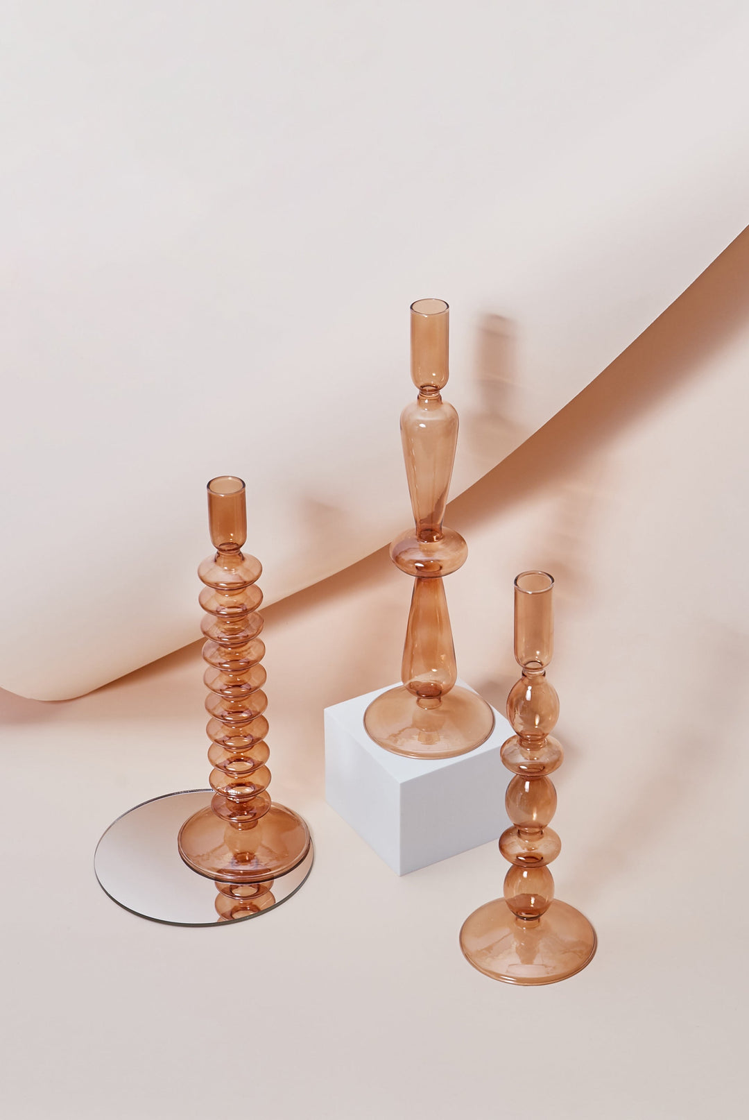 Moderne Glass Lysestake-Brun | Skanto