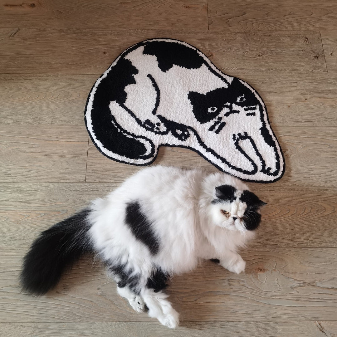 Svart & Hvit Katt Badematte | Skanto