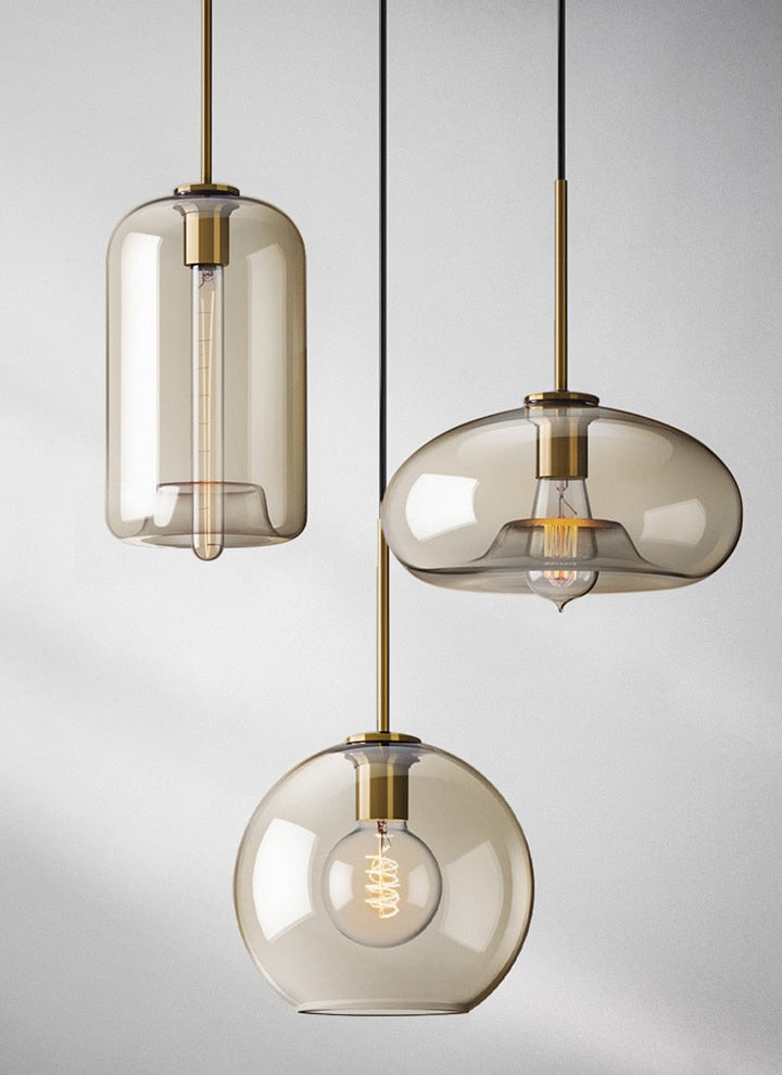 Moderne hengelamper i glass