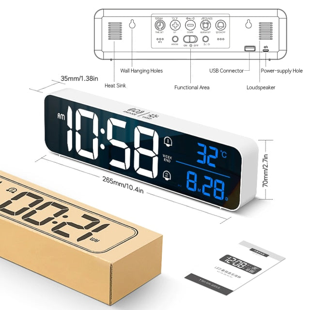 Smart Digital LED Musikk Alarm Temperatur Klokke