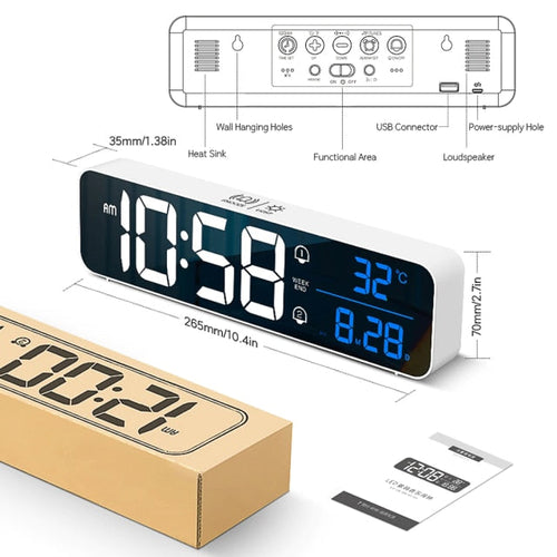 Smart Digital LED Musikk Alarm Temperatur Klokke