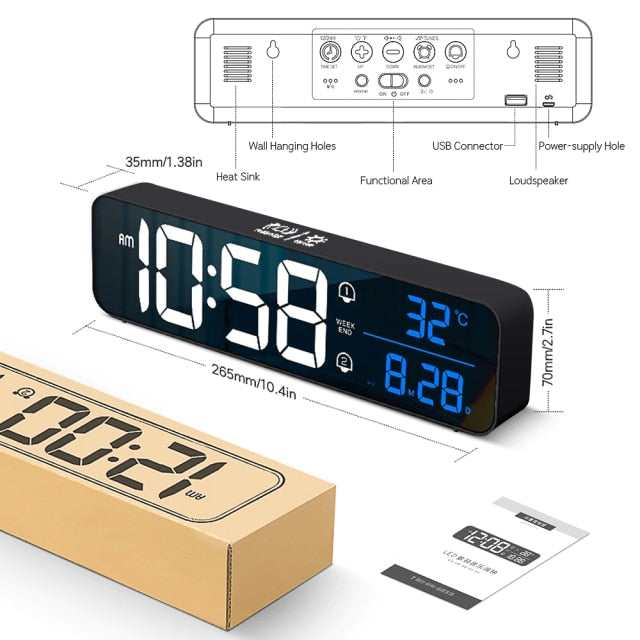 Smart Digital LED Musikk Alarm Temperatur Klokke