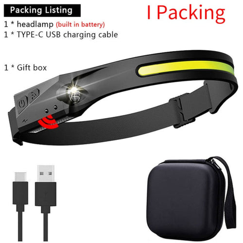Oppladbar LED-sensor USB-hodelykt | Skanto