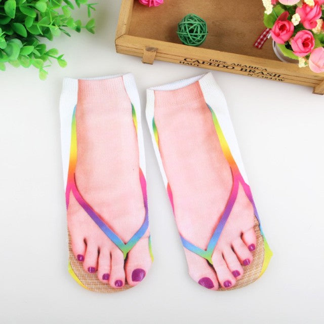 Skanto | 3D Trykte Morsomme Flip Flops Sokker