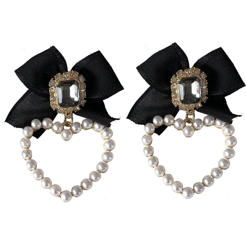 Skanto | Koreansk Temperament Retro Rhinestone Sløyfe Klipp Øredobber