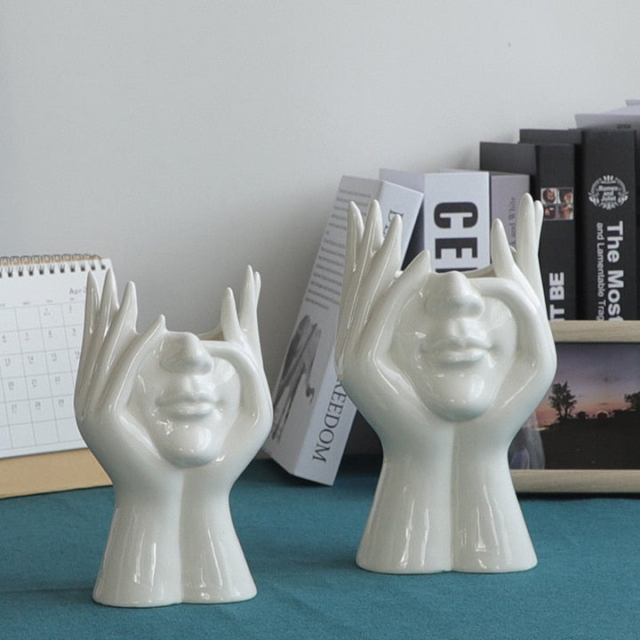 Keramisk Abstrakt Menneskeansikt Skantoomster Vase | Skanto