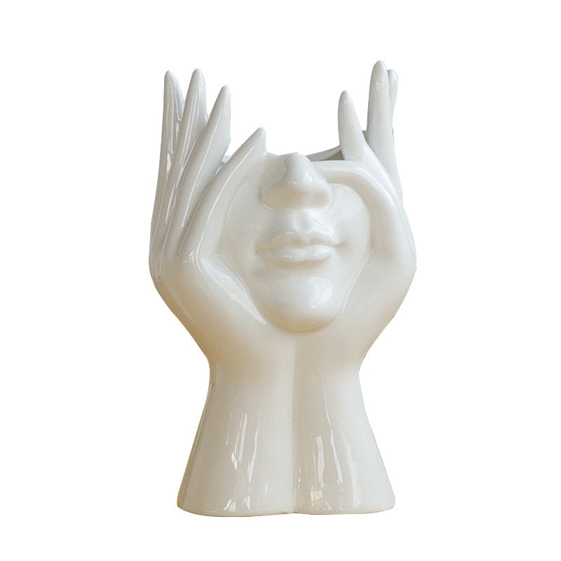 Keramisk Abstrakt Menneske Ansikt Skantoomster Vase | Skanto